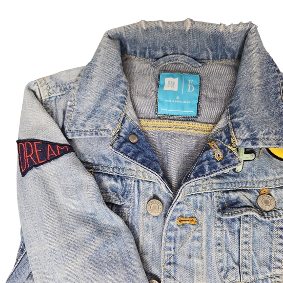 ED Gap Girls Jean Jacket w/ Patches Size S 6/7 - Picture 3 of 5